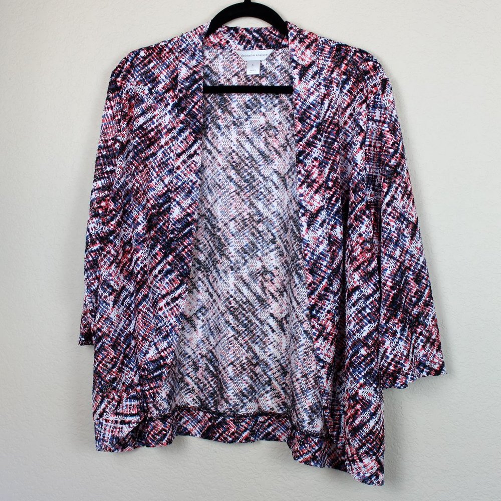 Christopher & Banks Open Cardigan XL Lightweight Colorful Print Work Layering